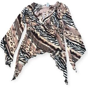 Y2k animal print bell sleeve blouse